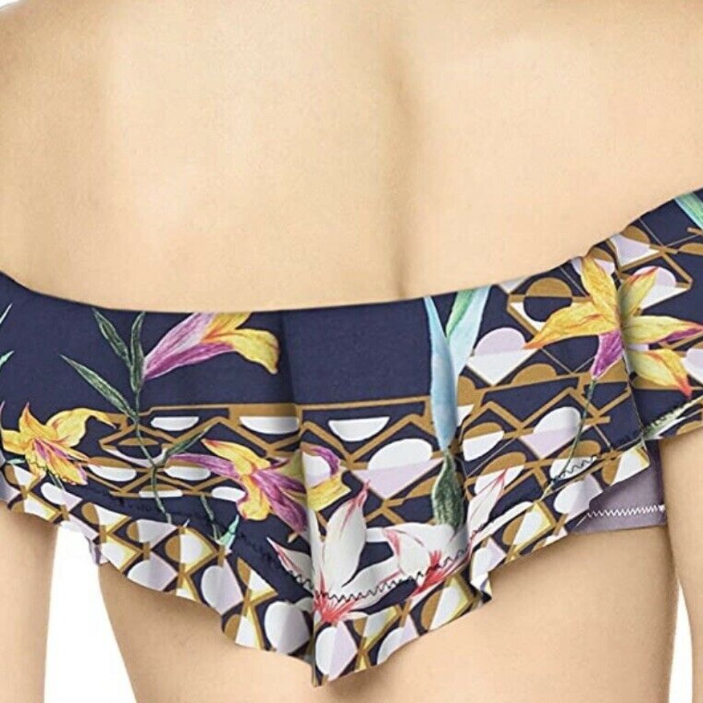 Trina Turk Off Shoulder Ruffle Bandeau Bikini Top